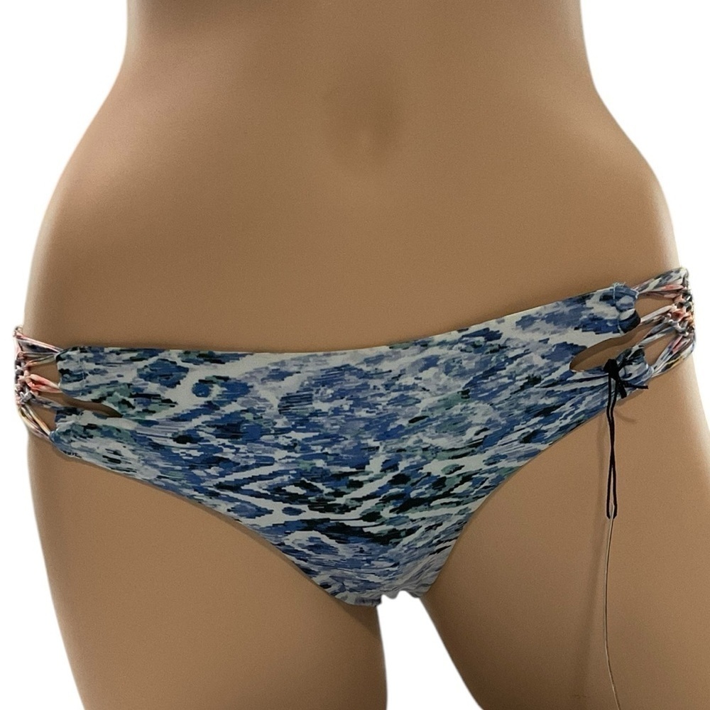 Gypsy Sunset Fit X Detail Blue Patterned Women's Swim Bottom Size Small